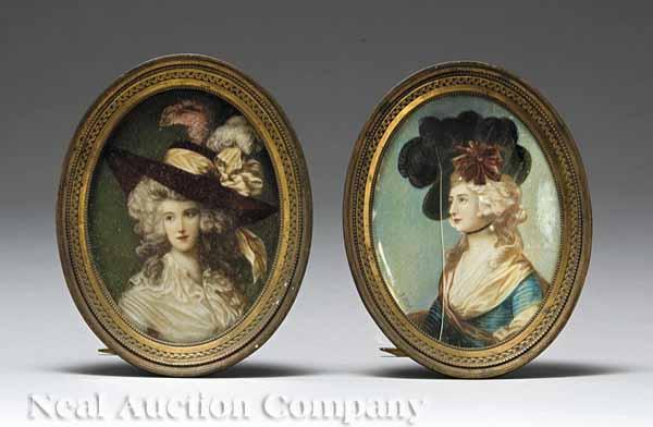 Appraisal: Continental School a pair of portrait miniatures of Beautiful Ladies