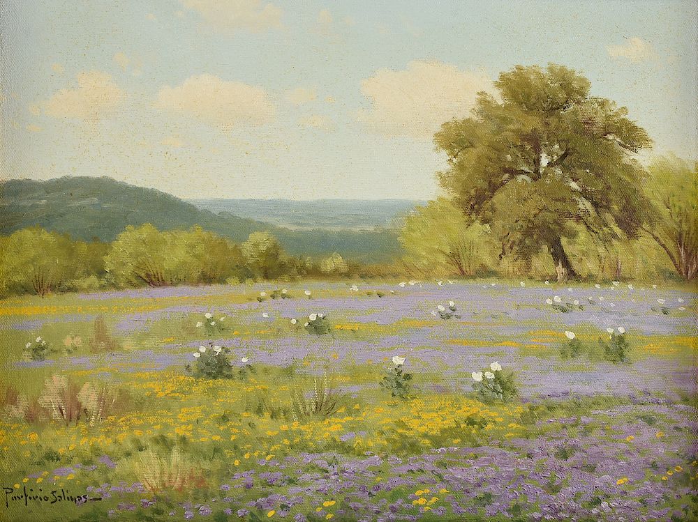 Appraisal: PORFIRIO SALINAS American Texas - A PAINTING Verbena Coreopsis PORFIRIO