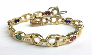 Appraisal: k y g link bracelet with small oval bezel set