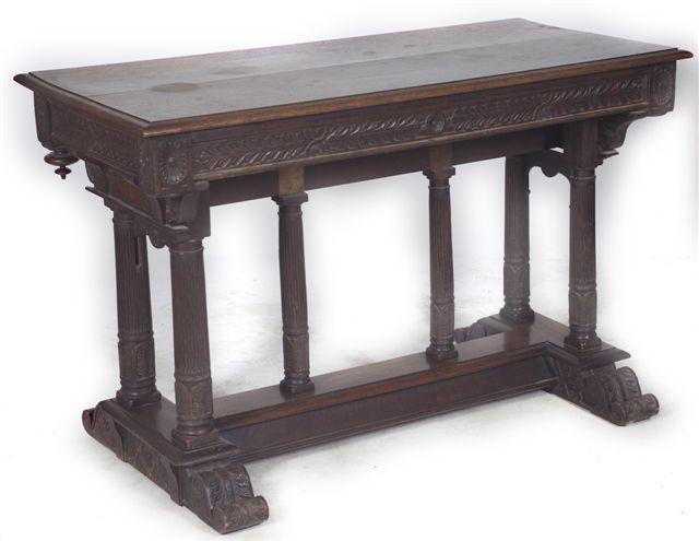 Appraisal: VICTORIAN OAK HALL TABLE the rectangular moulded top above a