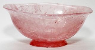 Appraisal: CHINESE CARVED ROSE QUARTZ BOWL CHINESE CARVED ROSE QUARTZ BOWL