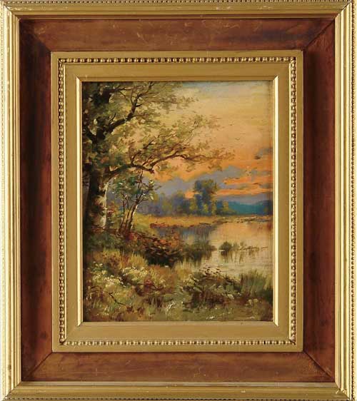 Appraisal: ATTRIBUTED TO CHARLES FREDERICK KIMBALL American - TRANQUIL SUNSET LANDSCAPE