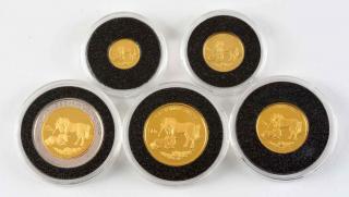 Appraisal: China Unicorn Proof Set Five gold coin set oz oz