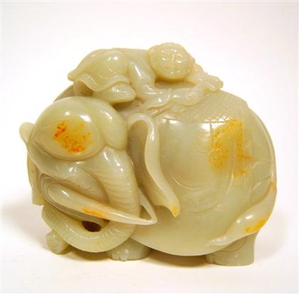 Appraisal: Chinese celadon jade elephant carving th century