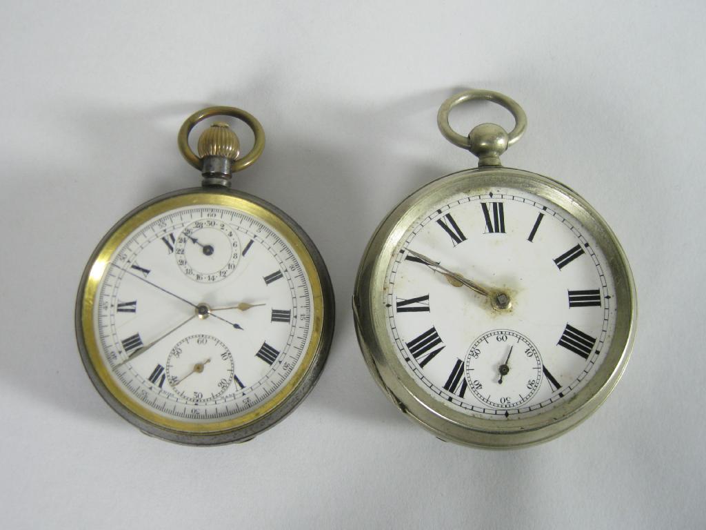 Appraisal: A Swiss gun metal cased Pocket Watch No with white