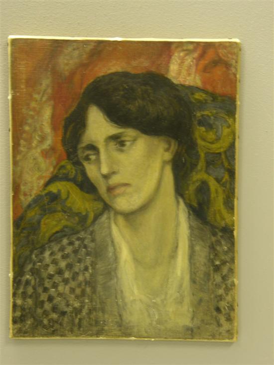 Appraisal: Manner of Edward Burne-Jones Oil on canvas portrait of a