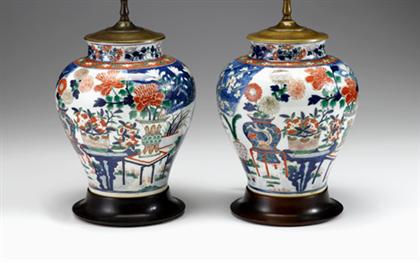 Appraisal: Pair of Chinese famille verte porcelain vases th century Converted