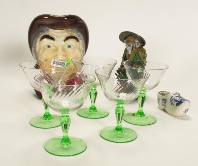 Appraisal: Group of porcelain and antique stemware including Chinese pottery figure