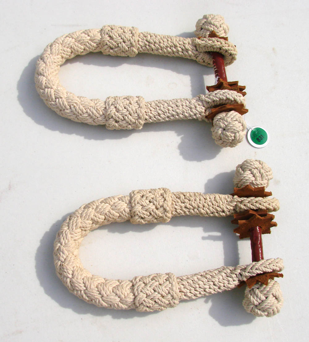 Appraisal: PAIR OF MACRAME ROPE BECKETS Late th Early th Century