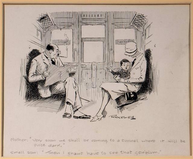 Appraisal: WILLIAM LEIGH RIDGEWELL British - Train cartoon signed lower right