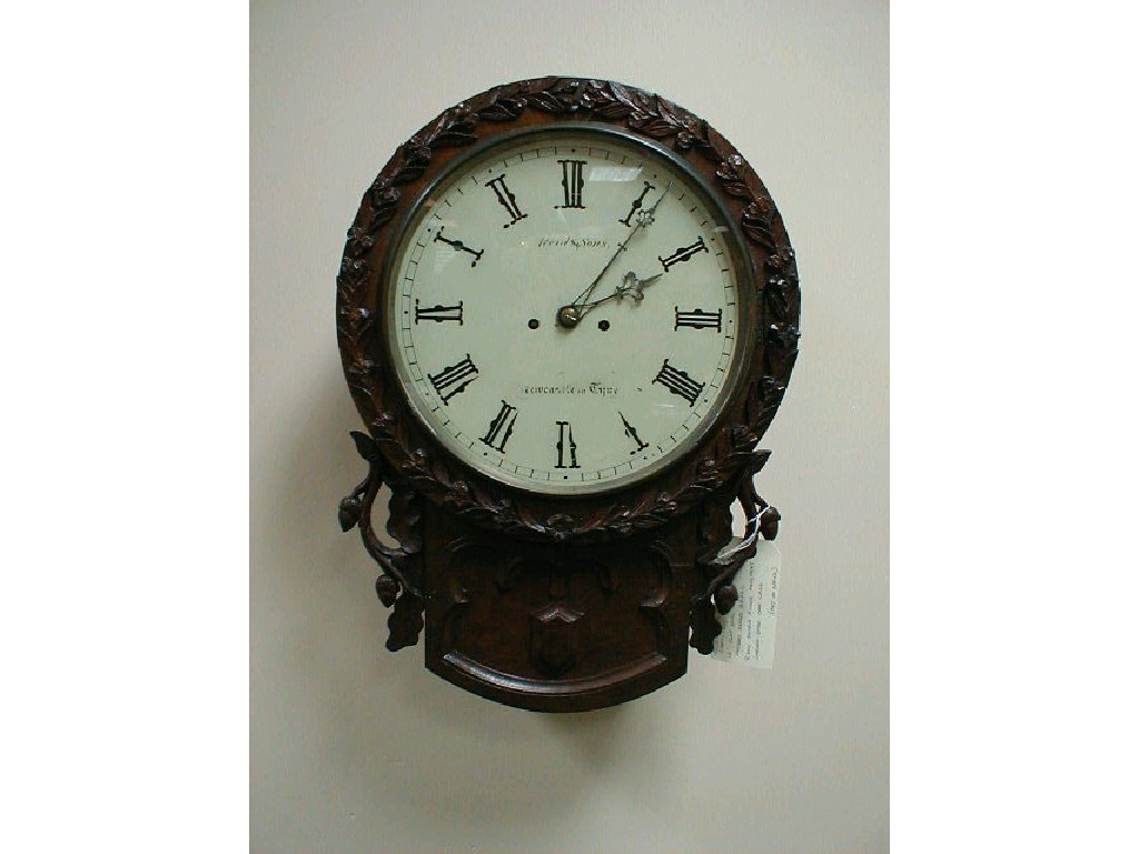 Appraisal: A Victorian carved oak drop dial wall clock with painted