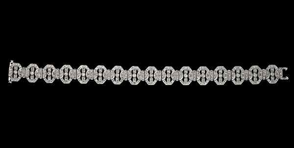 Appraisal: k Art Deco-Style Diamond Bracelet k white gold and diamond