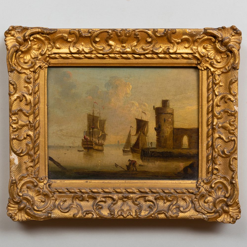 Appraisal: European School Harbor View A Pair Two oil on panel