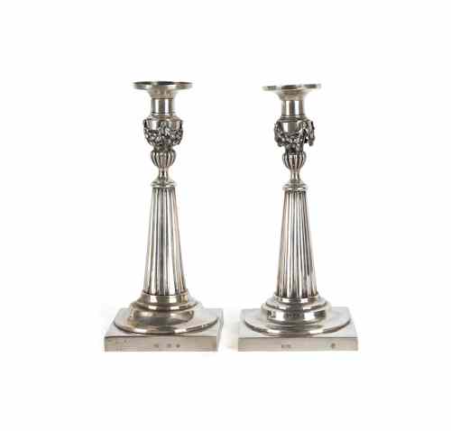 Appraisal: Pair of Continental silver candlesticks early th c probably German