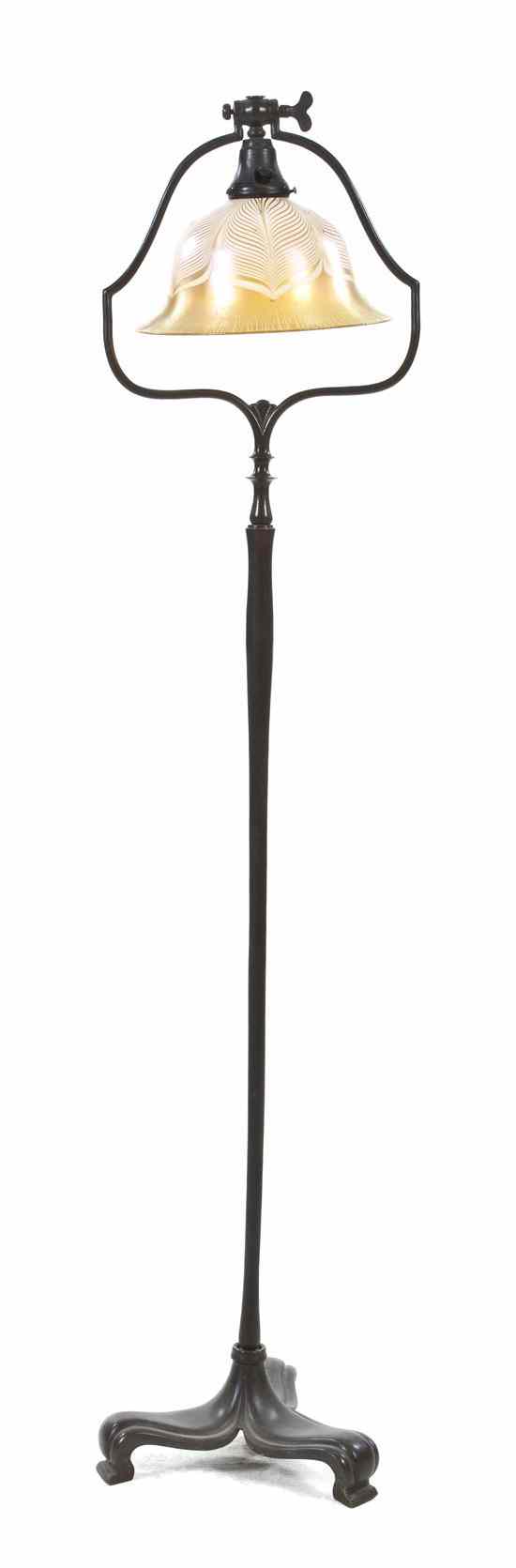 Appraisal: A Handel Harp Floor Lamp having a cylindrical standard over