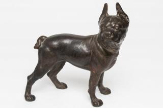 Appraisal: Cast Iron Doorstop Boston Terrier Dog Unpainted Vintage s unpainted