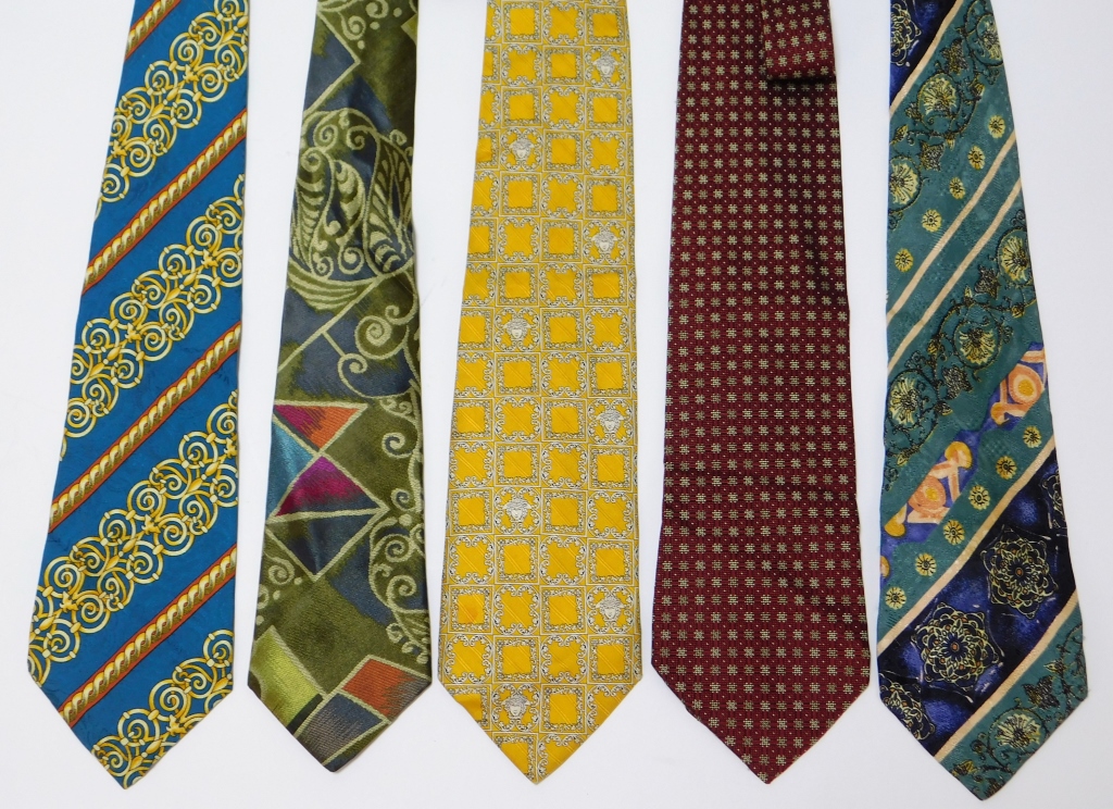 Appraisal: PC GIANNI VERSACE SILK NECKTIE GROUP Italy Includes a sage