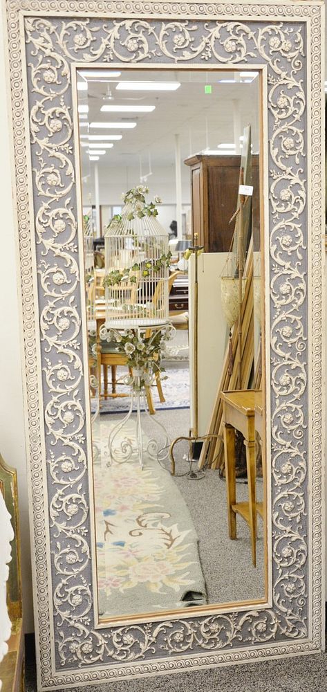 Appraisal: Large rectangle beveled glass mirror with carved frame x Provenance