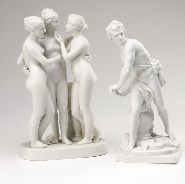 Appraisal: CERAMIC FIGURAL GROUPS Two pieces the Three Graces together with