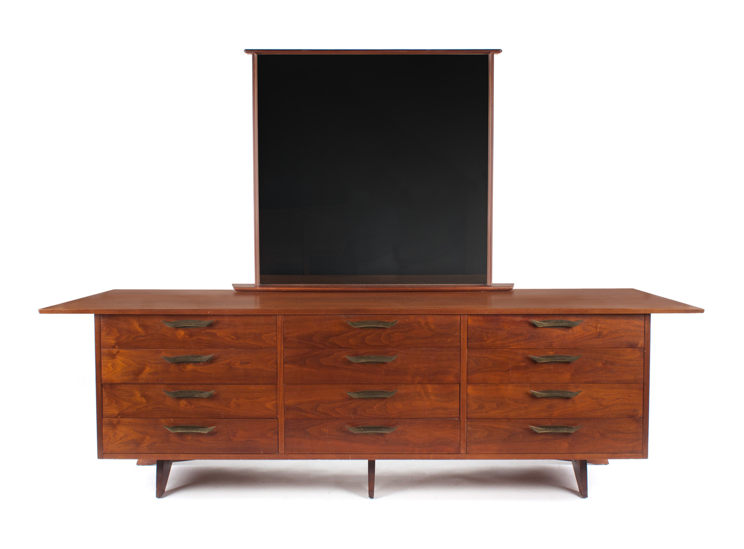 Appraisal: George Nakashima Widdicomb recessed dresser walnut bureau with drawers and