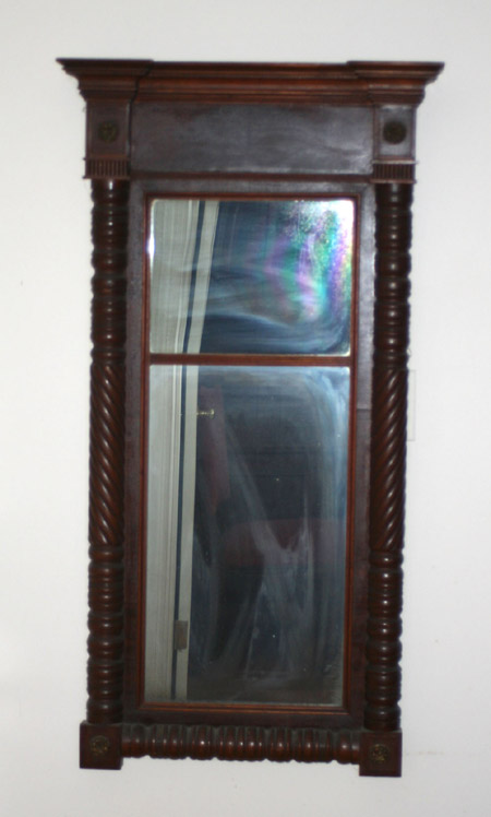 Appraisal: Federal Brass Mounted Mahogany Tabernacle Mirror New England Probably Massachusetts