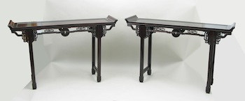 Appraisal: A Pair of Chinese Scroll Tables A pair of Chinese