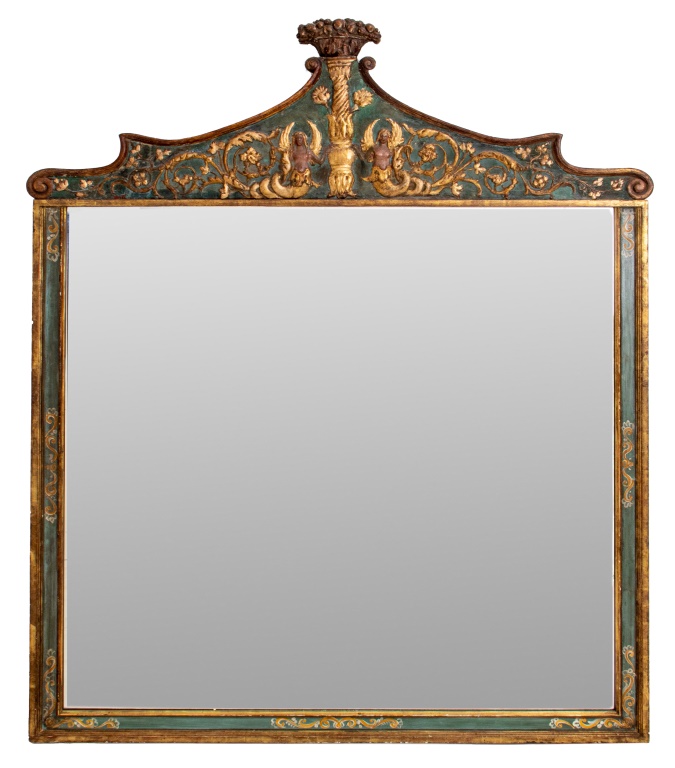 Appraisal: ITALIAN RENAISSANCE FRAME FRAGMENT WITH MIRROR Italian Renaissance frame frieze