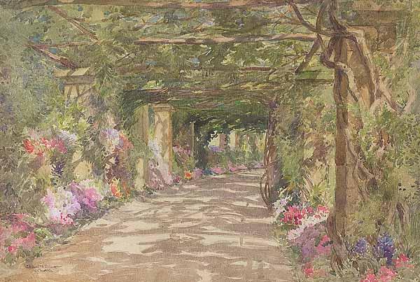 Appraisal: Edmund H Garrett American - La Mortila The Arbour watercolor