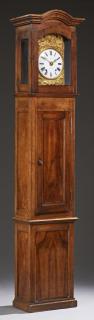 Appraisal: French Carved Walnut Tall Case Clock th c the arched