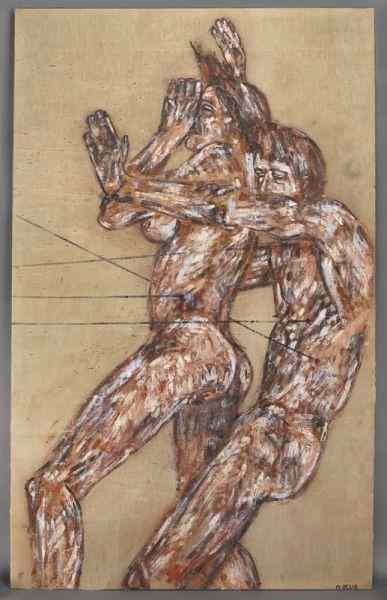 Appraisal: Leon Golub ''The Assassin'' acrylic on Belgianlinen executed in Signed