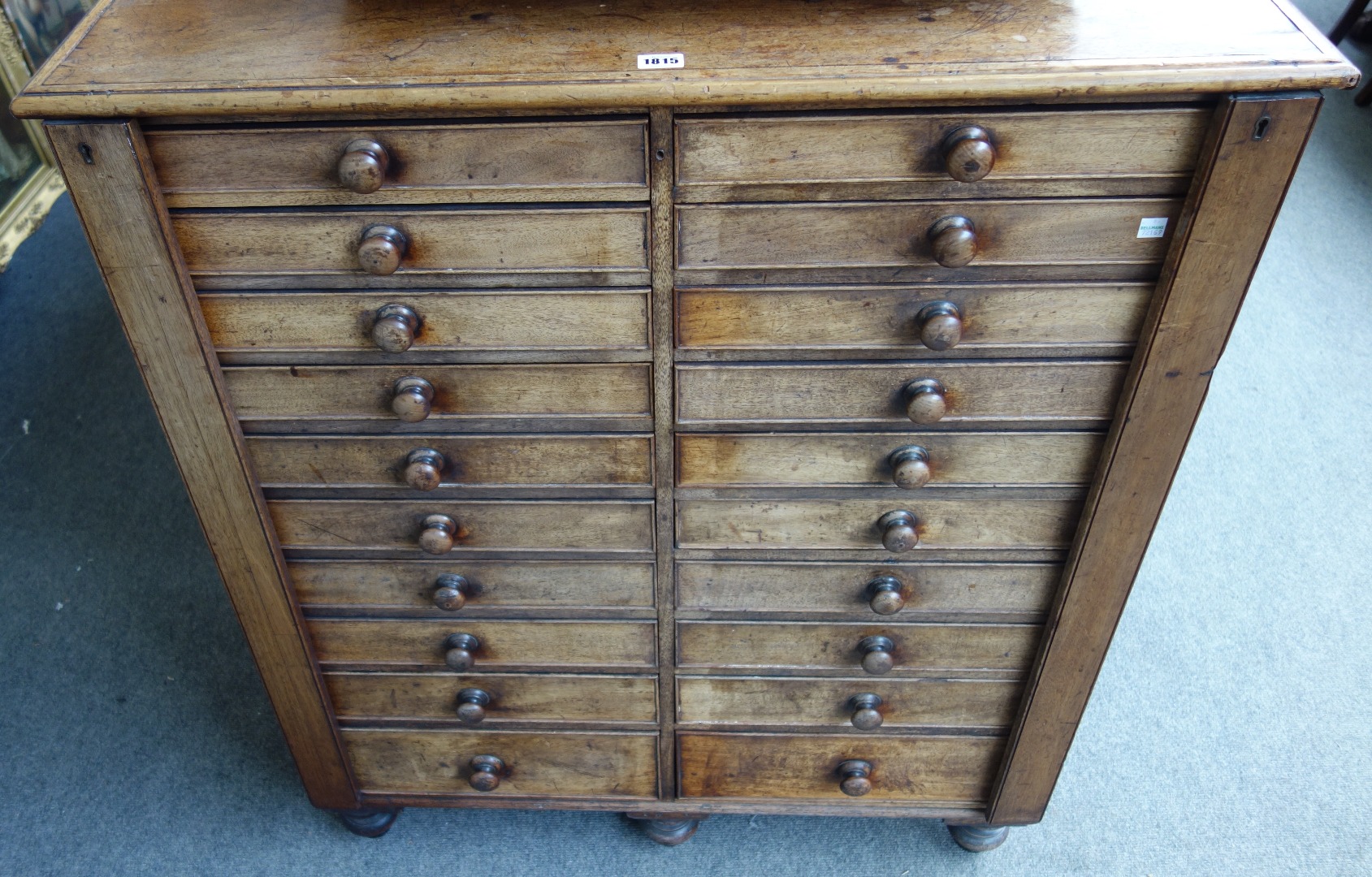 Appraisal: A Victorian mahogany collector's chest with two rows of ten