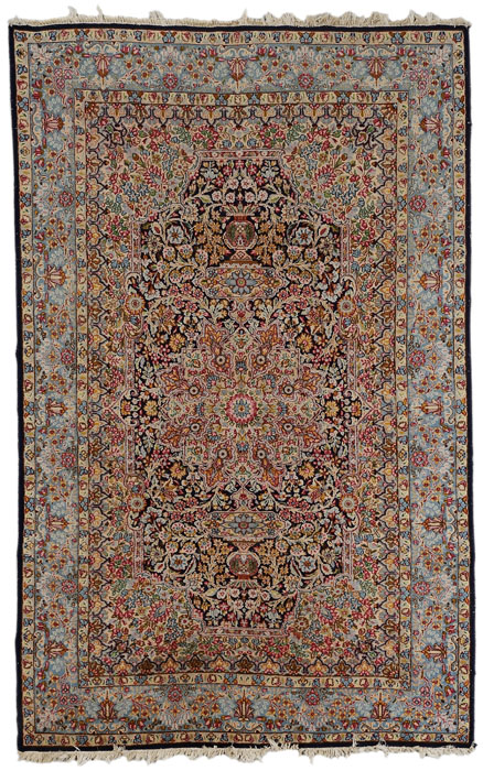 Appraisal: Kerman Rug Persian th century finely woven with intricate central