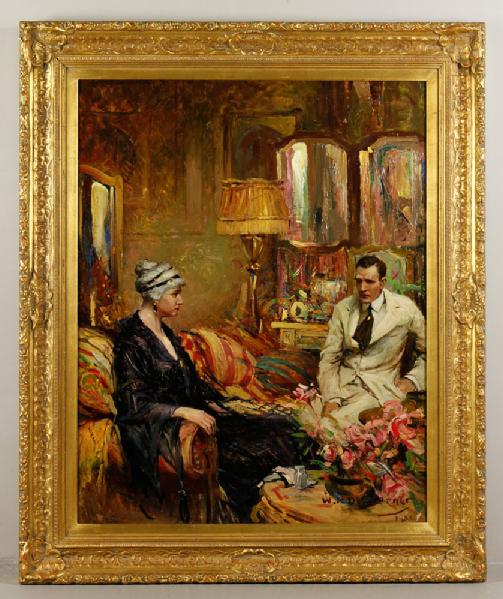 Appraisal: A - Koerner Interior Scene with Man and Woman O