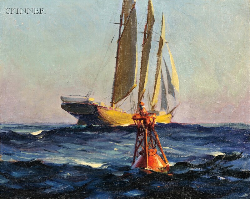 Appraisal: MacIvor Reddie American - Schooner and Buoy Signed faintly MAC