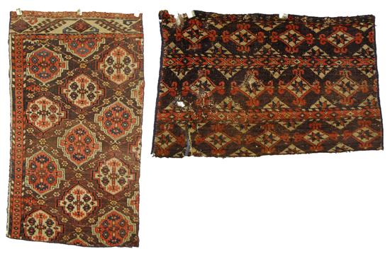 Appraisal: TWO CHODOR MAIN CARPET FRAGMENTS Turkestan late th century feet