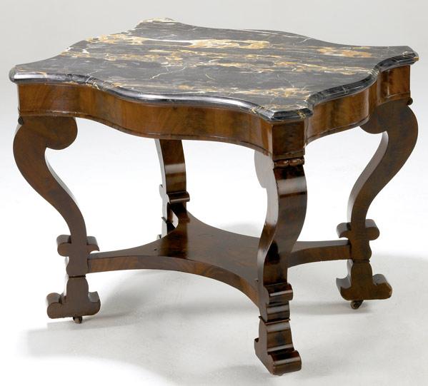 Appraisal: MEEKS Attr EMPIRE CENTER HALL TABLE Black marble turtle-shaped top