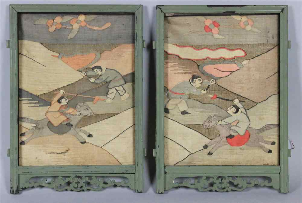 Appraisal: TWO CHINESE SMALL KESI PANELS QING DYNASTY LATE TH CENTURY