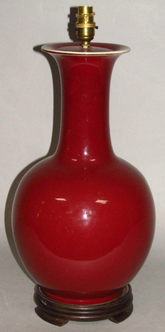 Appraisal: A Chinese porcelain sang de boeuf vase the bulbous body