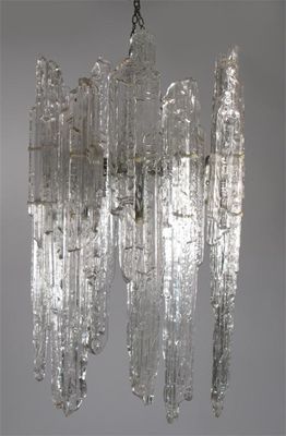 Appraisal: A Kalmar chrome and moulded glass ceiling light designed by