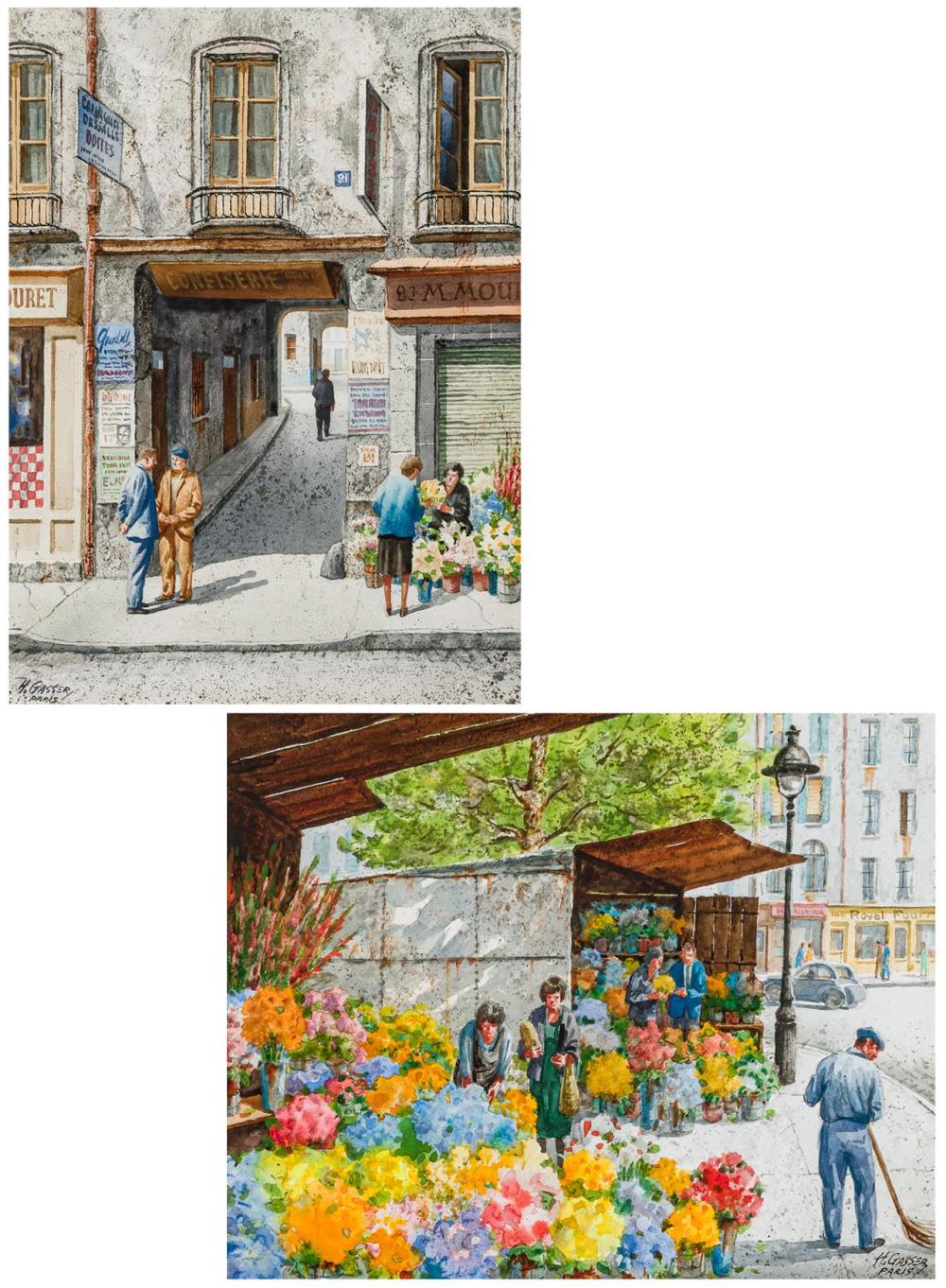 Appraisal: HENRY GASSER American - Paris Street Scene A Paris Flower