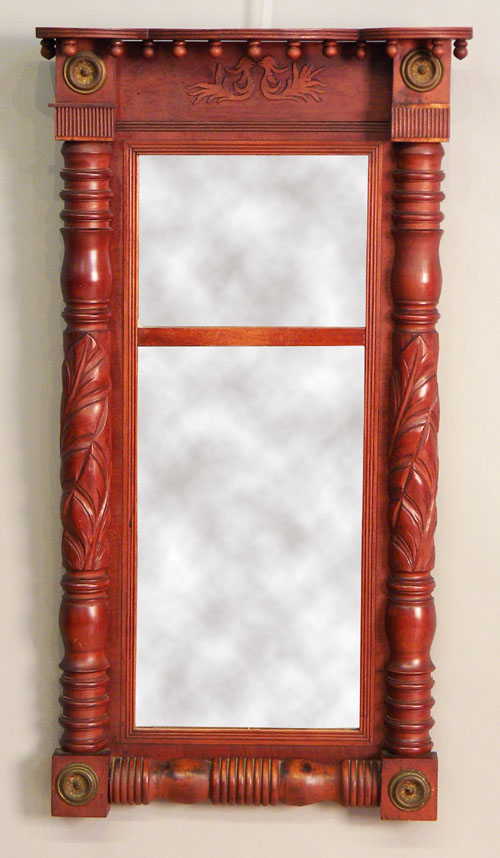 Appraisal: Empire carved mahogany mirror ca x