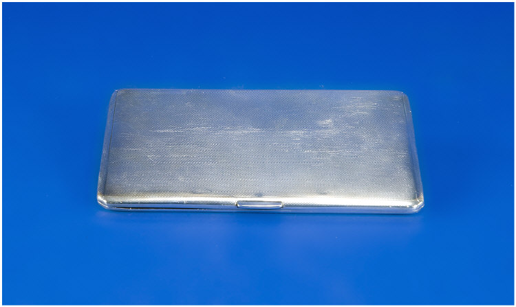 Appraisal: Silver Cigarette Case Of Rectangular Form Engine Turned Body Push