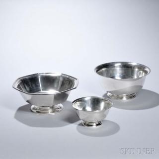 Appraisal: Three American Sterling Silver Bowls th century two Revere reproduction