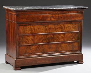 Appraisal: Louis Philippe Carved Mahogany Marble Top Secretar Louis Philippe Carved