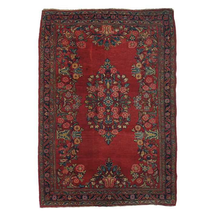 Appraisal: Persian Sarouk rug c floral design on a red field