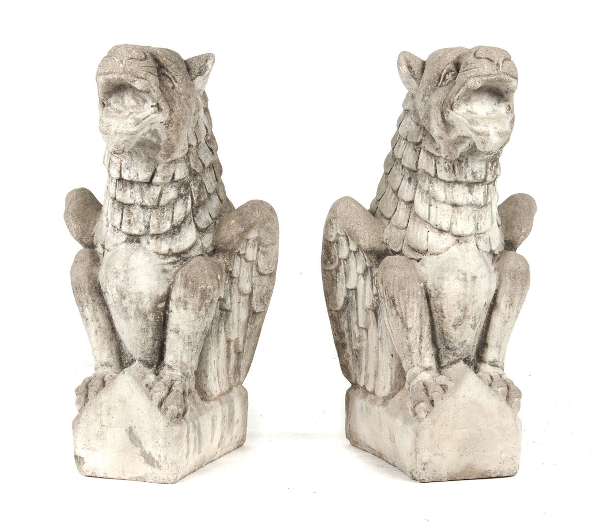 Appraisal: Pair of Gothic manner cast stone gargoyles first half- th