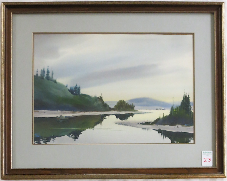 Appraisal: CHARLES MULVEY WATERCOLOR ON PAPER Oregon - Slough on Columbia