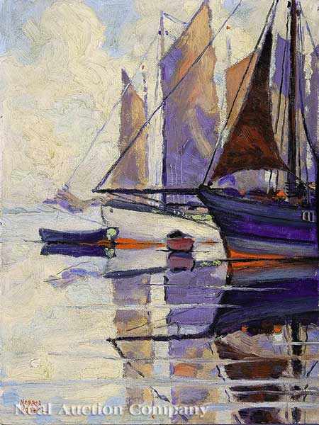 Appraisal: Morris Henry Hobbs American Louisiana - Sailboats at Anchor oil