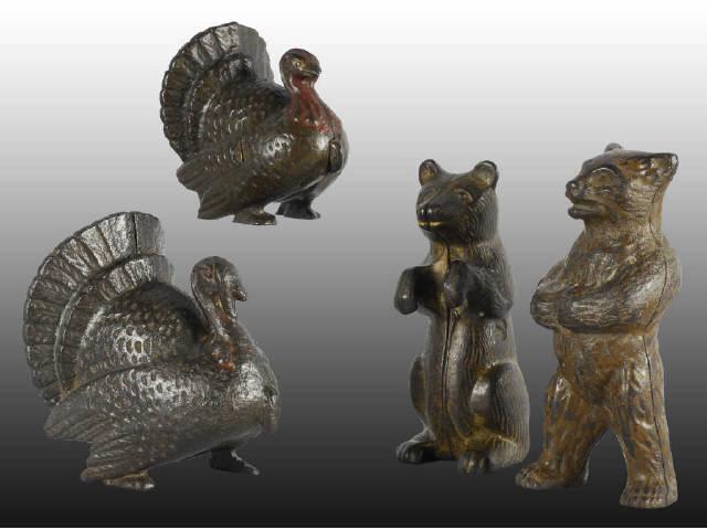 Appraisal: Lot of Cast Iron Animal Banks Description Includes two turkeys