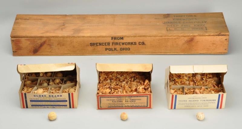 Appraisal: Spencer Wooden Box with Fireworks Incredible find Original s Spencer